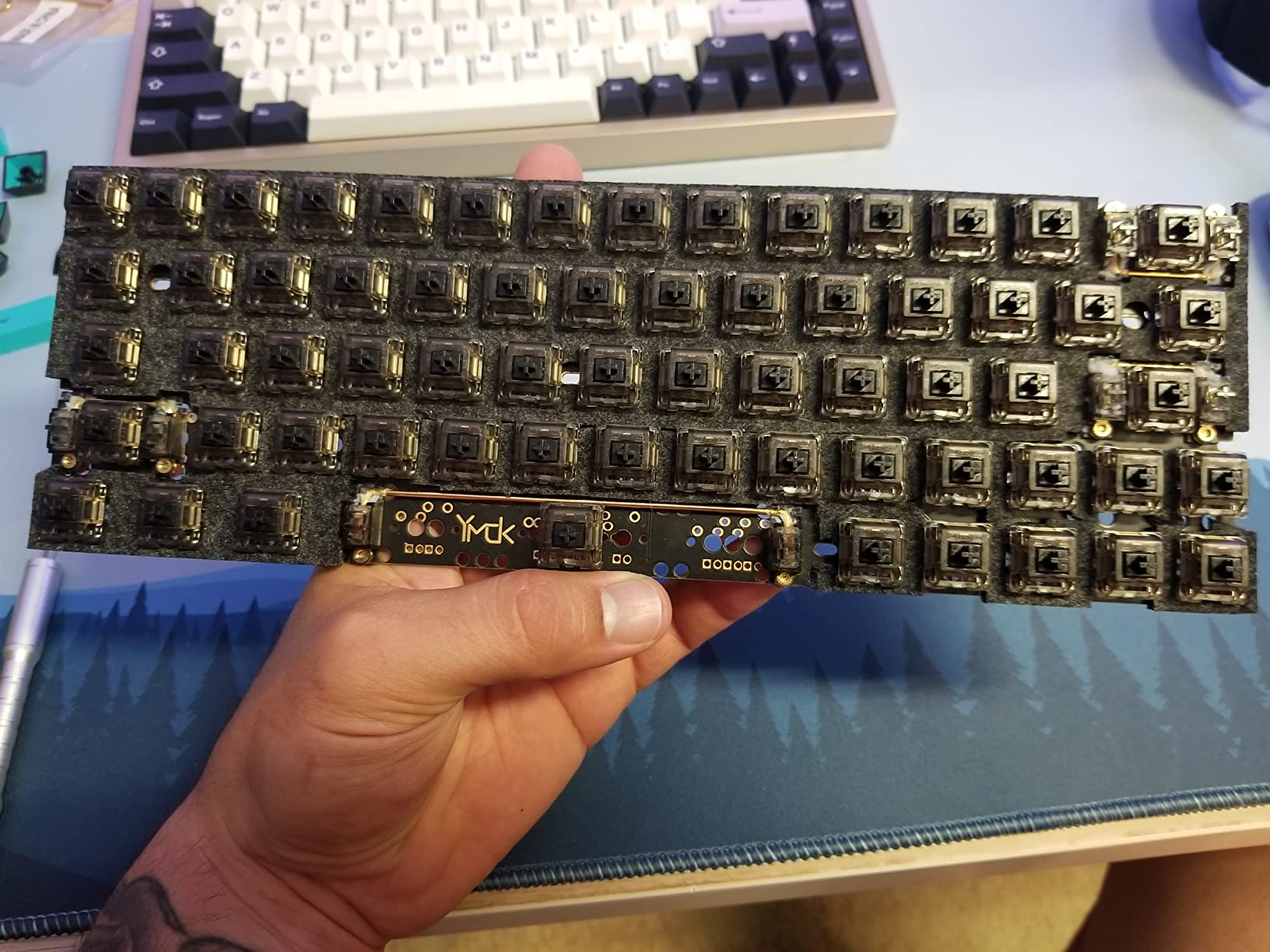 YMDK GH60 64 Minila PCB Type C Fully Programmable QMK VIA for DIY Mechanical Keyboard Poker Faceu HHKB Support LED (Black QMK No Underglow) customer photo 1