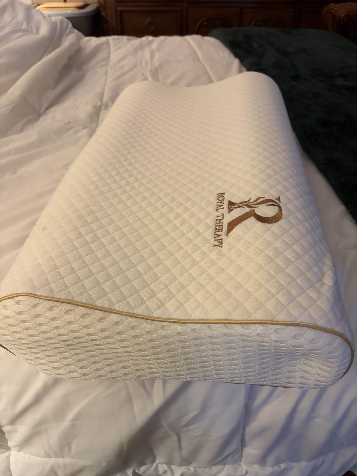 Royal Therapy Memory Foam Pillow, Queen Neck Pain Relief, Contour Cervical Pillow, for Neck and Shoulder Pain, Side, Back and Stomach Sleeper, 24x14x5 inches customer photo 2