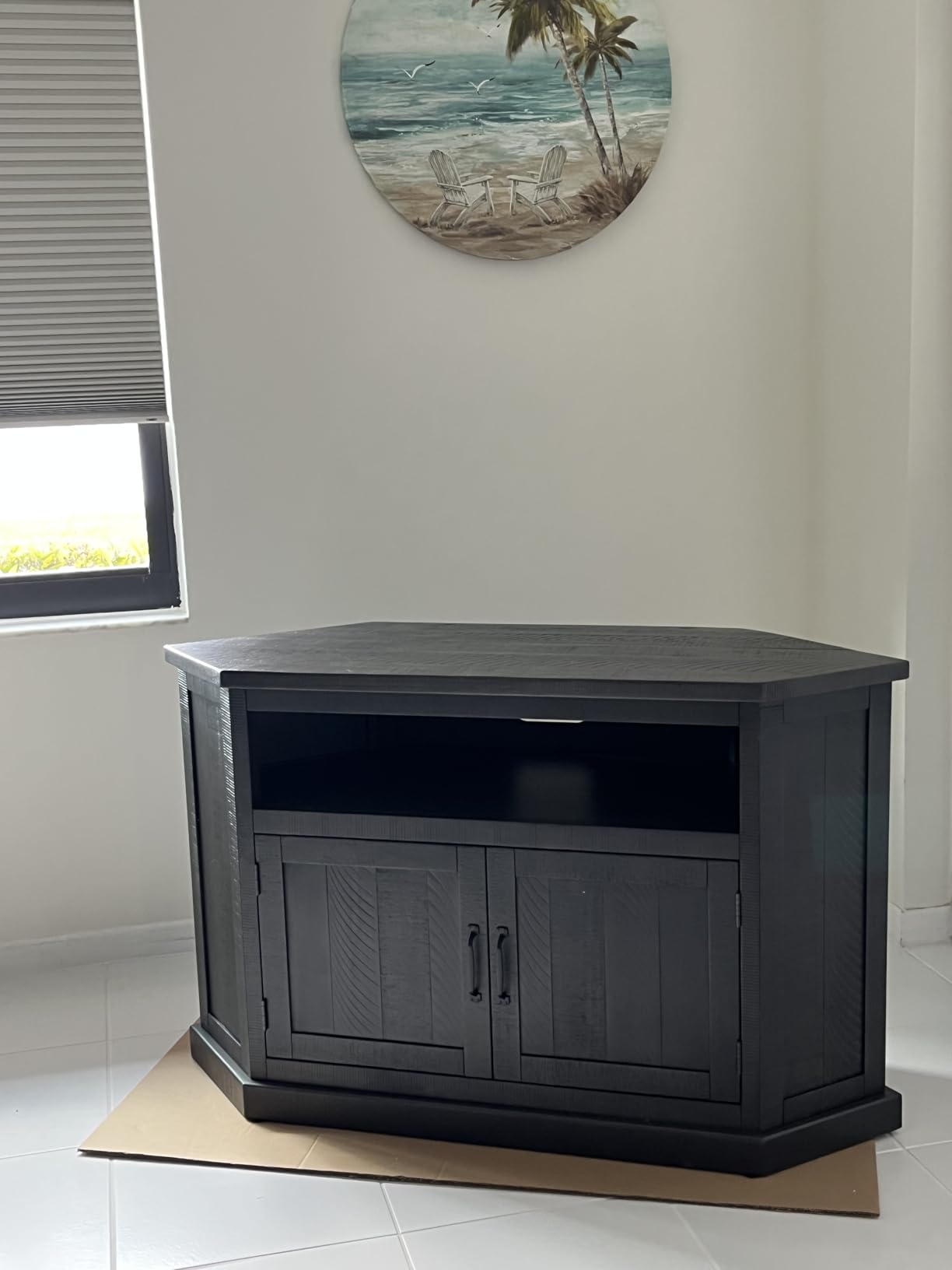 Martin Svensson Rustic Solid Wood TV Stand - Antique White and Honey Tobacco Finish - Hexagonal Shape and Farmhouse Design customer photo 1