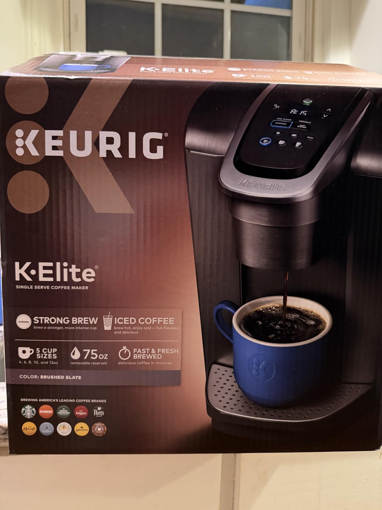 Keurig K-Elite Single Serve K-Cup Pod Coffee Maker, with Strength and Temperature Control, Iced Coffee Capability, 8 to 12oz Brew Size, Programmable, Brushed Gold customer photo 1