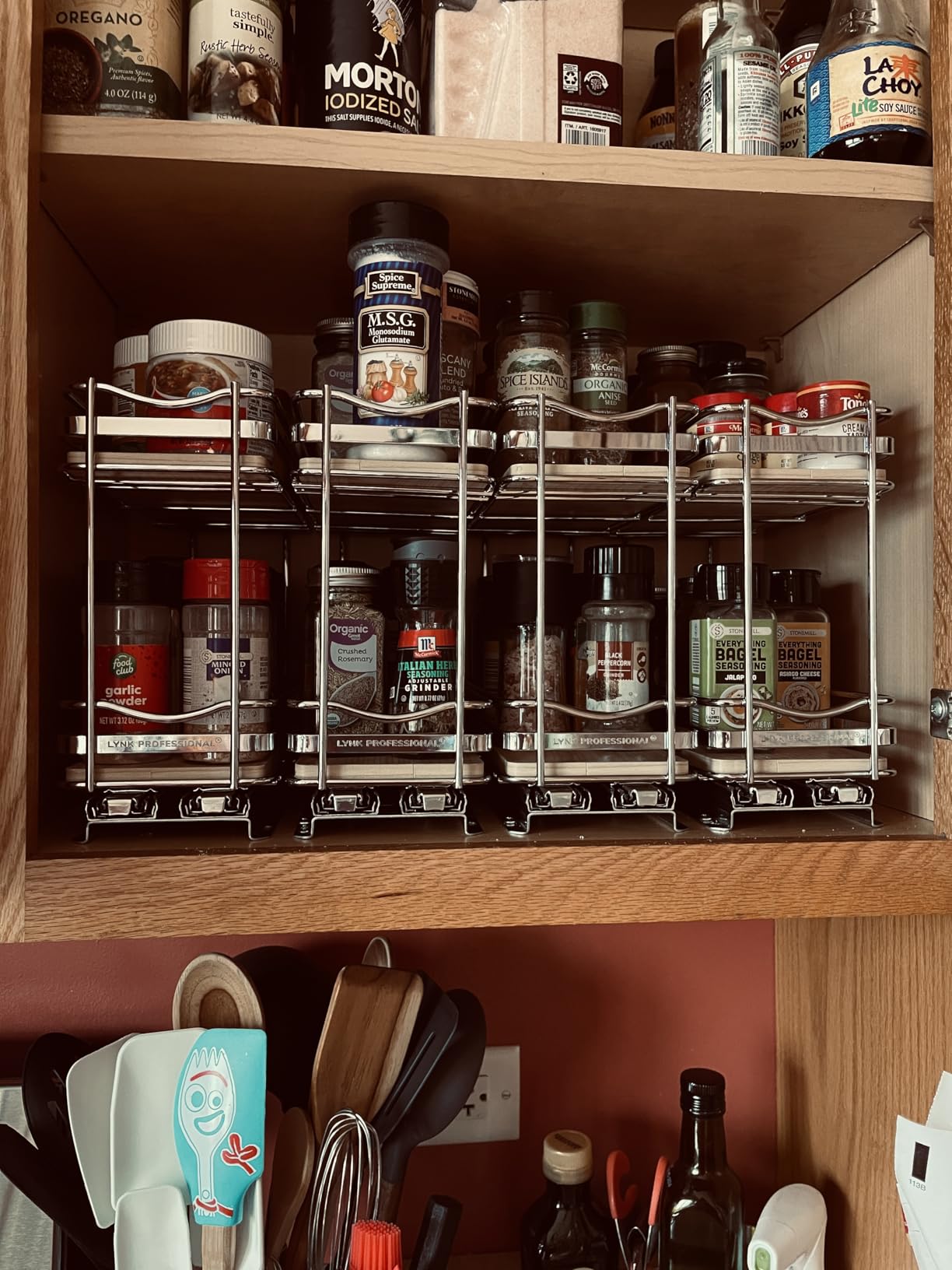 LYNK PROFESSIONAL® Pull Out Spice Organization for Cabinets - 4-3/8 inch Wide - Spice Rack for Inside Cabinets, Slide Out Spice Rack Organizer for cabinet - Pull Out Spice Rack, Sliding 2 Tier Chrome customer photo 1
