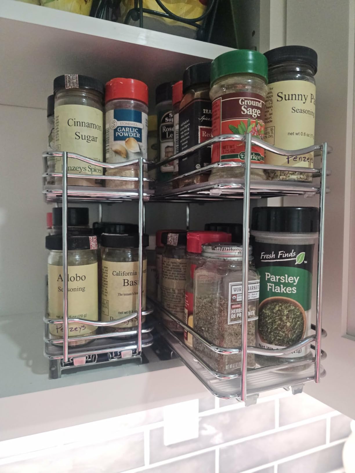 LYNK PROFESSIONAL® Pull Out Spice Organization for Cabinets - 4-3/8 inch Wide - Spice Rack for Inside Cabinets, Slide Out Spice Rack Organizer for cabinet - Pull Out Spice Rack, Sliding 2 Tier Chrome customer photo 2