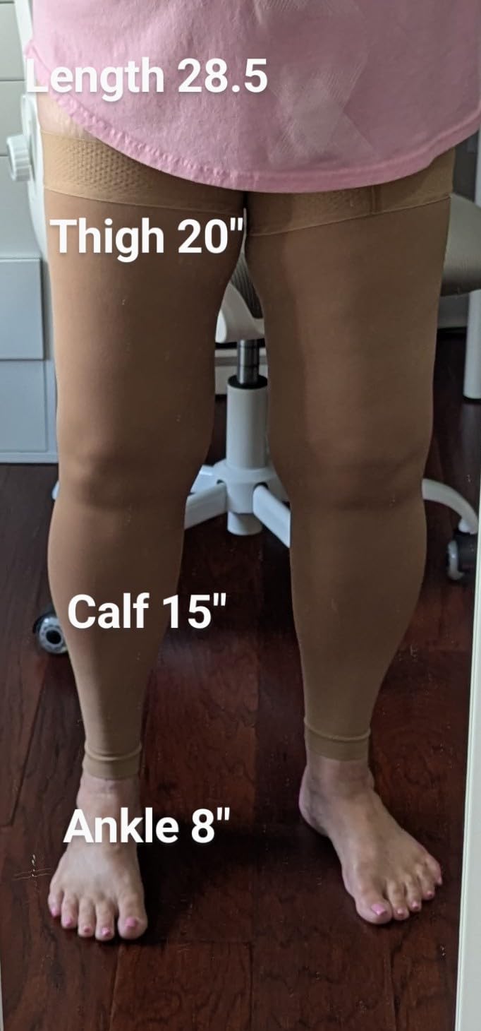Mojo Compression Socks - 20-30mmHg Graduated Support Thigh-Hi Leg Sleeves with Grip Top - Reduces Swelling, Ideal for Varicose Veins, Lymphedema, DVT Treatment customer photo 2