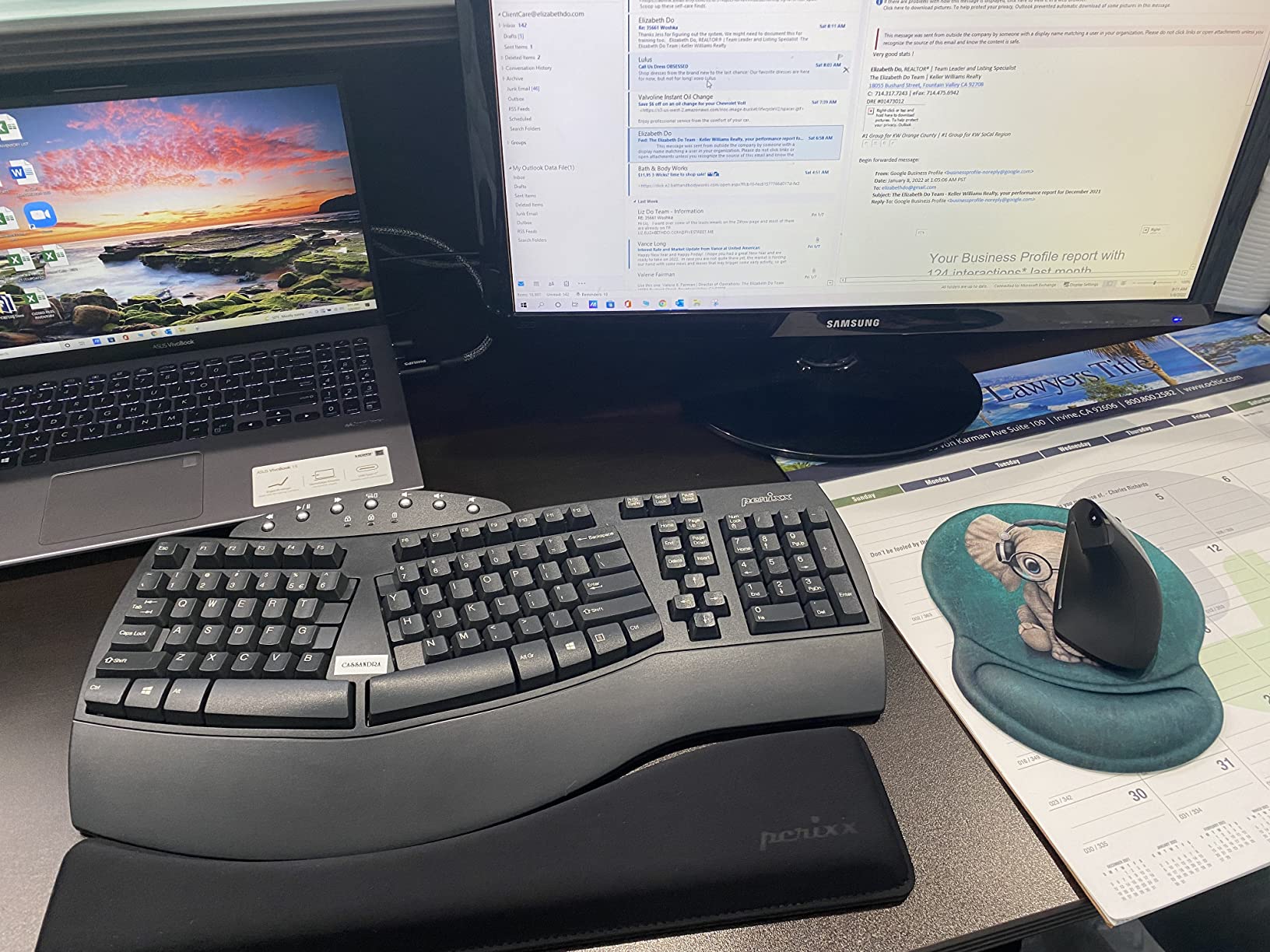 Perixx Periboard-612B Wireless Ergonomic Split Keyboard with Dual Mode 2.4G and Bluetooth Feature, Compatible with Windows 11 and Mac OS X System, Black, US English Layout customer photo 2