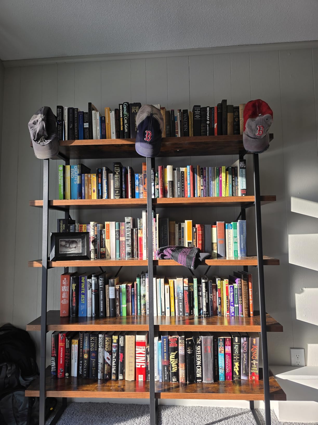 IRONCK Industrial Bookshelf and Bookcase Double Wide 5 Tier, Large Open Shelves, Wood and Metal Bookshelves for Home Office Furniture customer photo 1