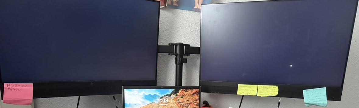 ErGear Dual Monitor Stand, Heavy Duty Adjustable Monitor Desk Mount for 2 Screens up to 32 Inches, Fully Adjustable Height, Tilt, Swivel, Rotate customer photo 1