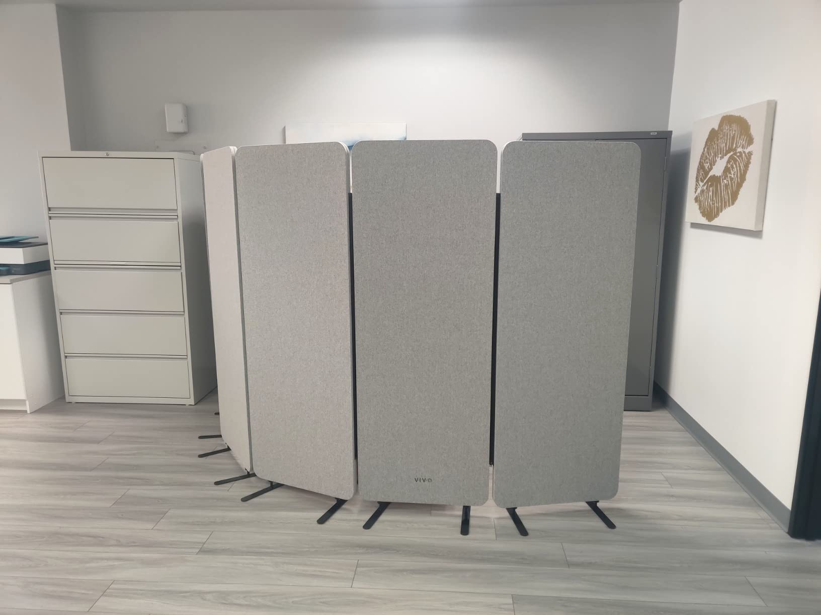 VIVO Freestanding 72 x 66 inch Privacy Panel, Cubicle Divider, Acoustic Wall Partition, x3 24 inch Panels, Gray customer photo 2