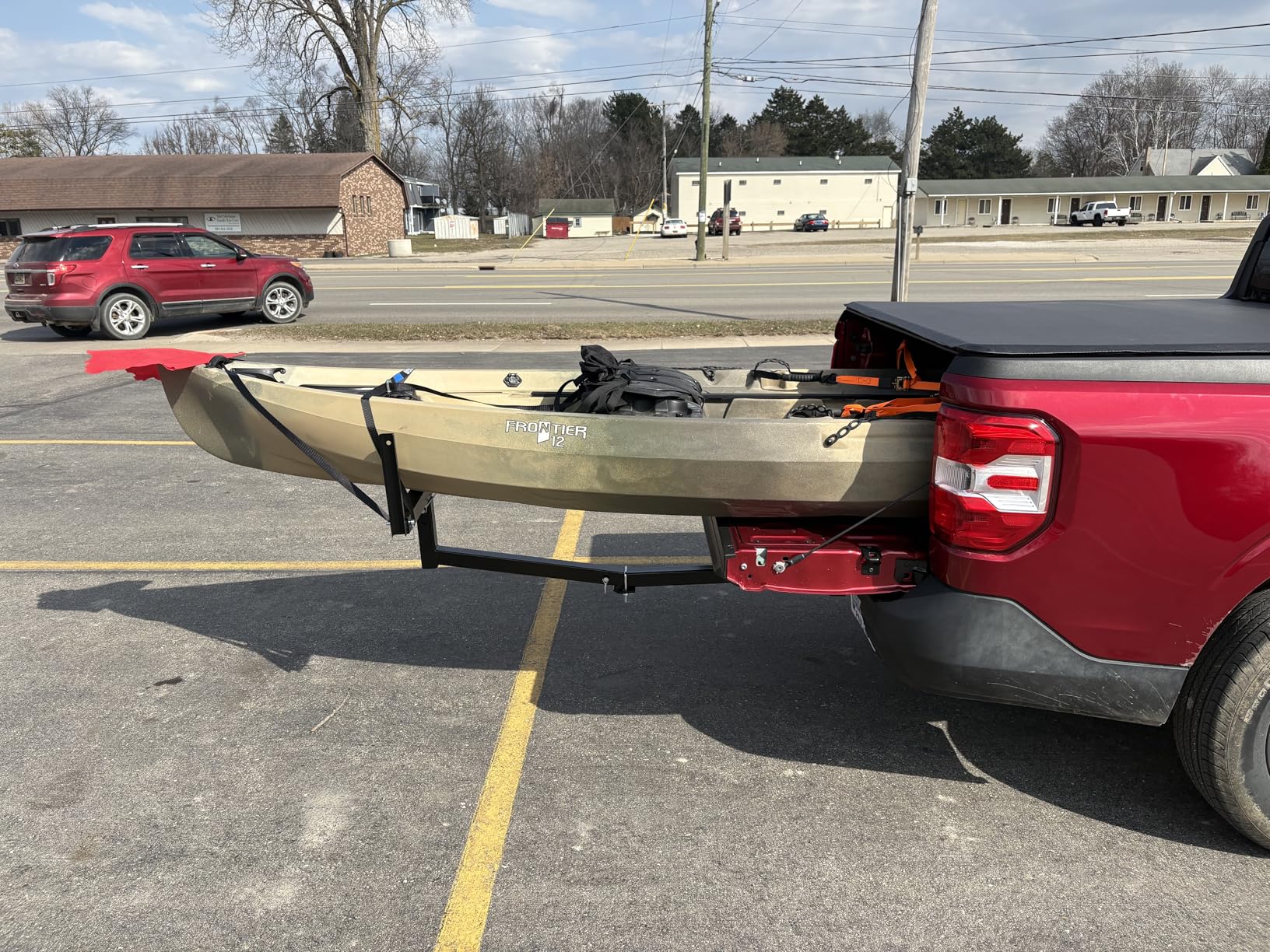 Mockins 750 Lbs Cap Truck Bed Extender Hitch Mount | 2-in-1 All-Weather Steel Canoe Rack & Kayak Trailer w/Stabilizer & Straps | Versatile Bed Extenders for Trucks & SUVs for Ladders, Pipes & Lumber customer photo 1