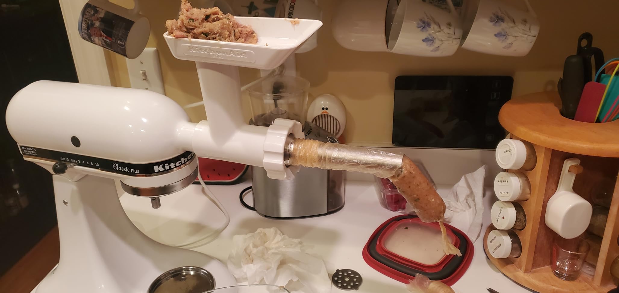 InnoMoon Sausage Stuffer Kit for KitchenAid plastic FGA Food Grinder Attachment, For Kitchen Aid Sausage Attachment, 3 Stainless Steel Stuffing Tubes Plus 1 Retainer Ring customer photo 2