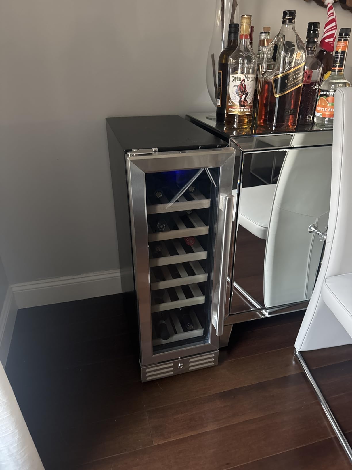 Kalamera Mini Fridge 18 Bottle - 12 inch Wine Cooler Refrigerator, Built-in or Freestanding, with Stainless Steel & Double-Layer Tempered Glass Door, and Temperature Memory Function Wine Fridge customer photo 1
