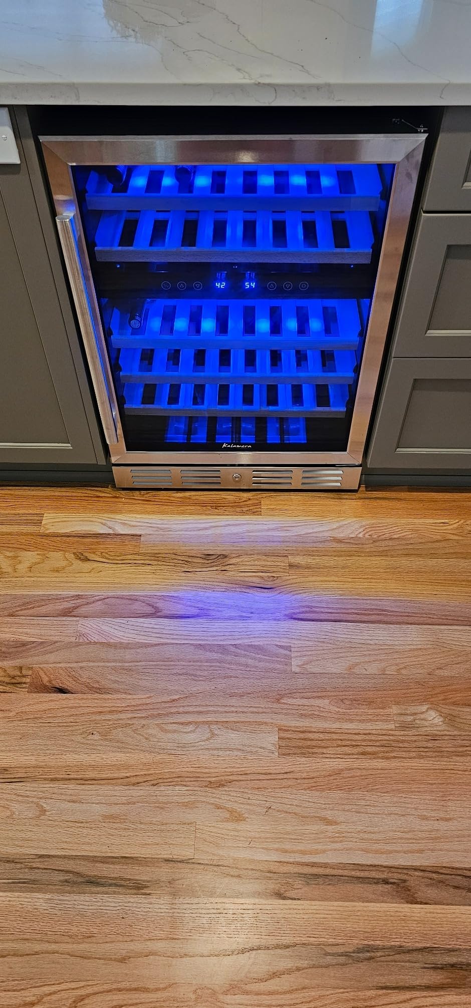 Kalamera Mini Fridge 18 Bottle - 12 inch Wine Cooler Refrigerator, Built-in or Freestanding, with Stainless Steel & Double-Layer Tempered Glass Door, and Temperature Memory Function Wine Fridge customer photo 2