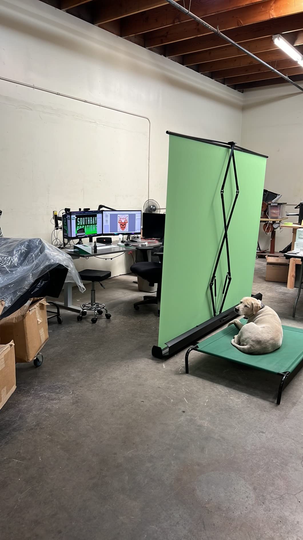 EMART 77x92in Collapsible Chromakey Panel Green Screen for Photo Backdrop Video Studio,Portable Pull Up,Solid Aluminium Base Wrinkle-Resistant Fabric,Auto-Locking Air Cushion Frame customer photo 2