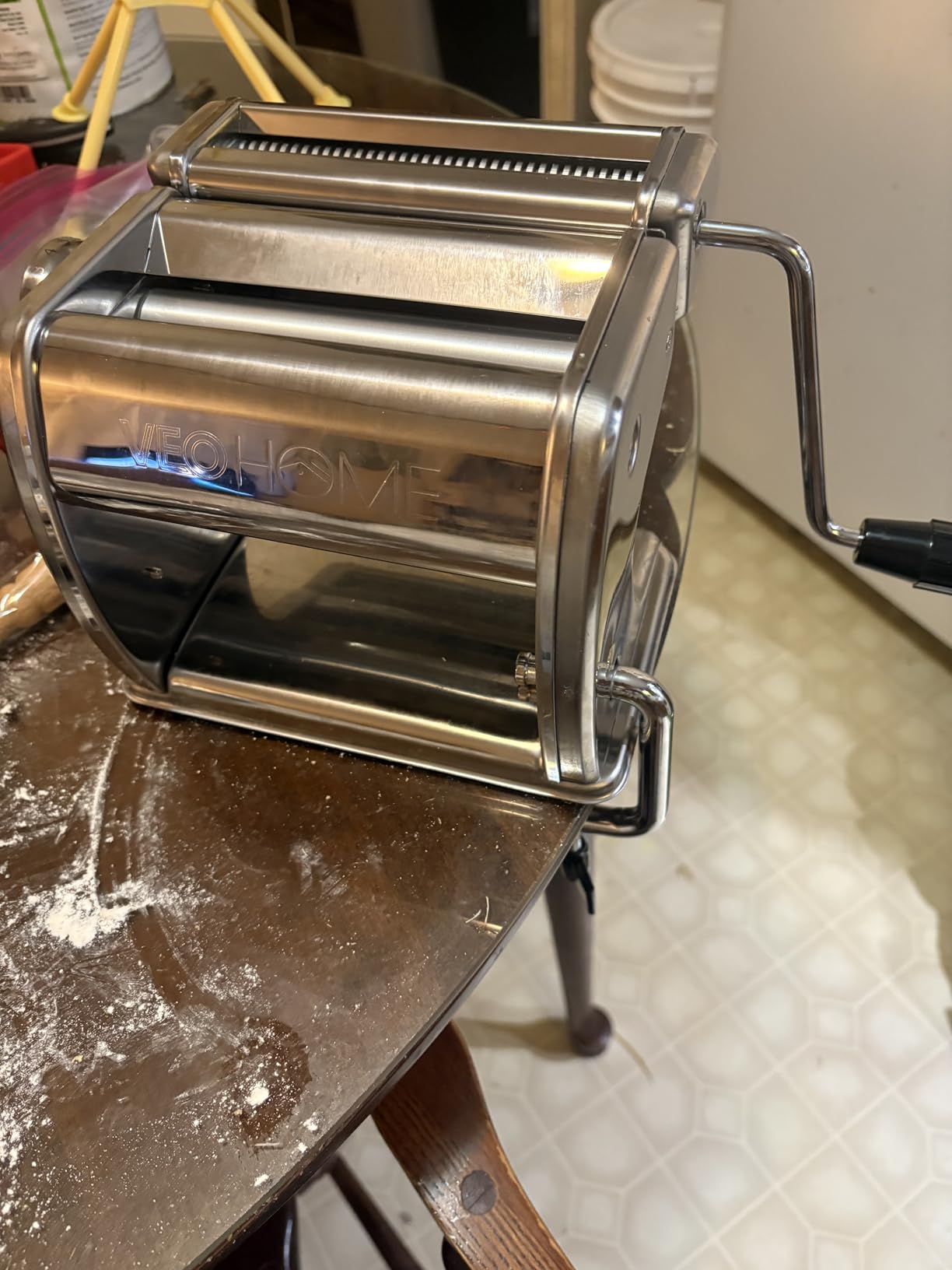 Manual Pasta Maker with Dryer - Multi-Pasta Stainless Steel Italian Flat Dough Machine with Adjustable Setting, Sharp Cutter, and Hand Crank - Fresh Homemade Noodles, Spaghetti, Lasagne | By VeoHome customer photo 2
