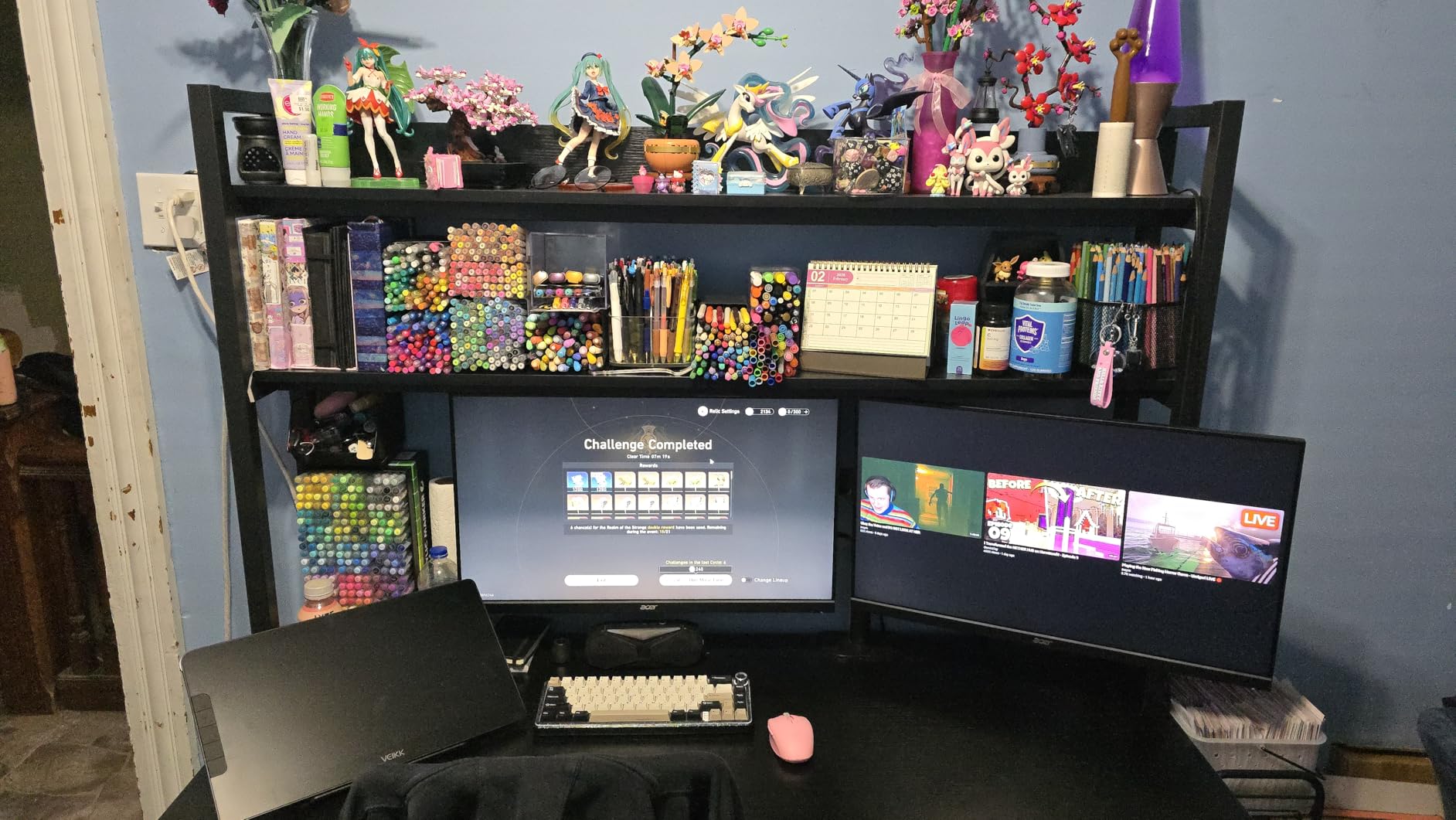 Aquzee Computer Desk with Hutch, 47