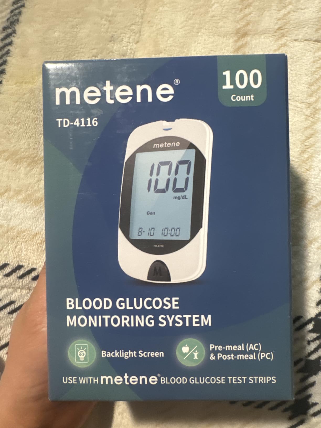 Metene TD-4116 Blood Glucose Monitor Kit, 100 Glucometer Strips, 100 Lancets customer photo 1