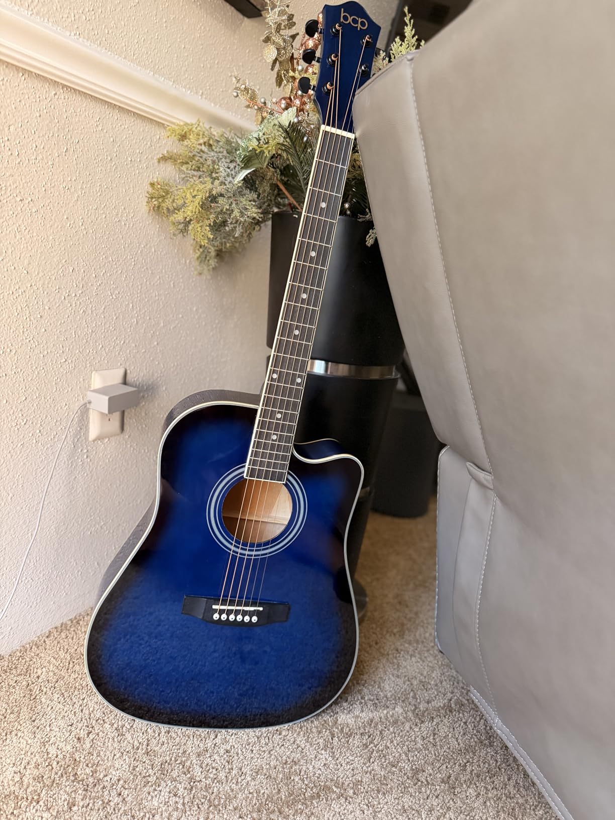 Best Choice Products 41in Beginner Acoustic Guitar Full Size All Wood Cutaway Guitar Starter Set w/Case, Strap, Capo, Strings, Picks - SoCal Green customer photo 2