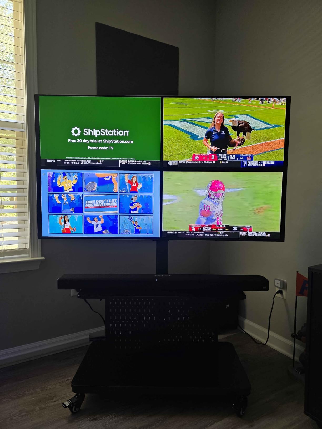 Perlegear Mobile TV Cart for 32-82 Inch TVs, Rolling Stand with Height Adjustable Shelf customer photo 1