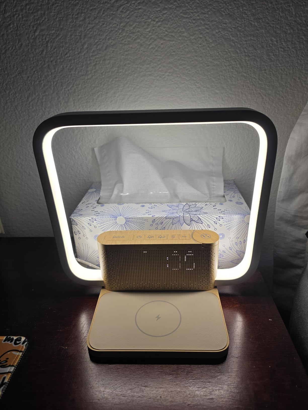 Desk Lamp with Alarm Clock Qi Wireless Charger, Touch Lamp for bedroom 3 Light Hues, Bedside Lamp 10W Max Wireless Charging Table Lamp LED Eye-Caring Reading Nightstand Light for Living Room customer photo 2