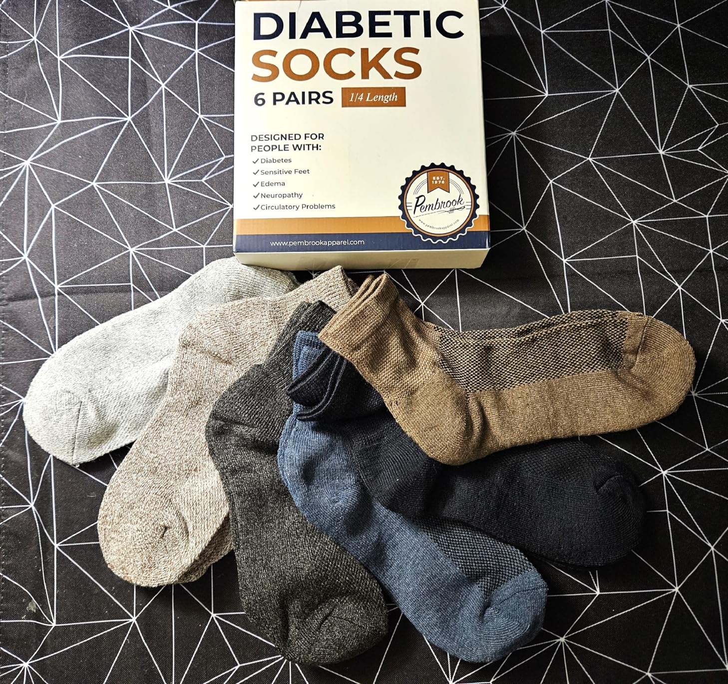 Pembrook Ankle Diabetic Socks for Women & Men | 6 Pairs | Wide Non Binding Socks Quarter Length | Edema Neuropathy Socks customer photo 1