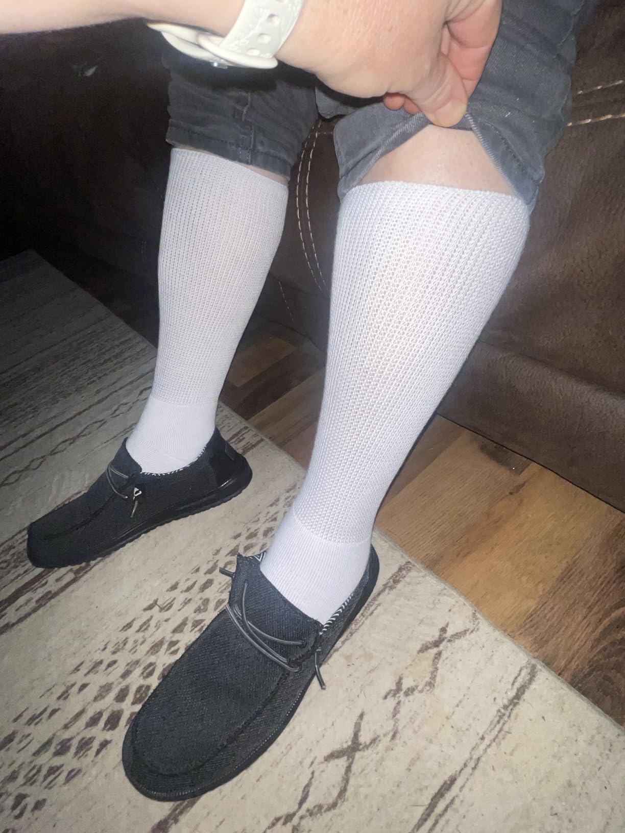 Extra Wide Socks for Lymphedema Swollen Feet Leg, Bariatric Socks, Cast Boot Sock, Diabetic Non Binding Neuropathy Swelling Women Men 2 Pairs customer photo 2