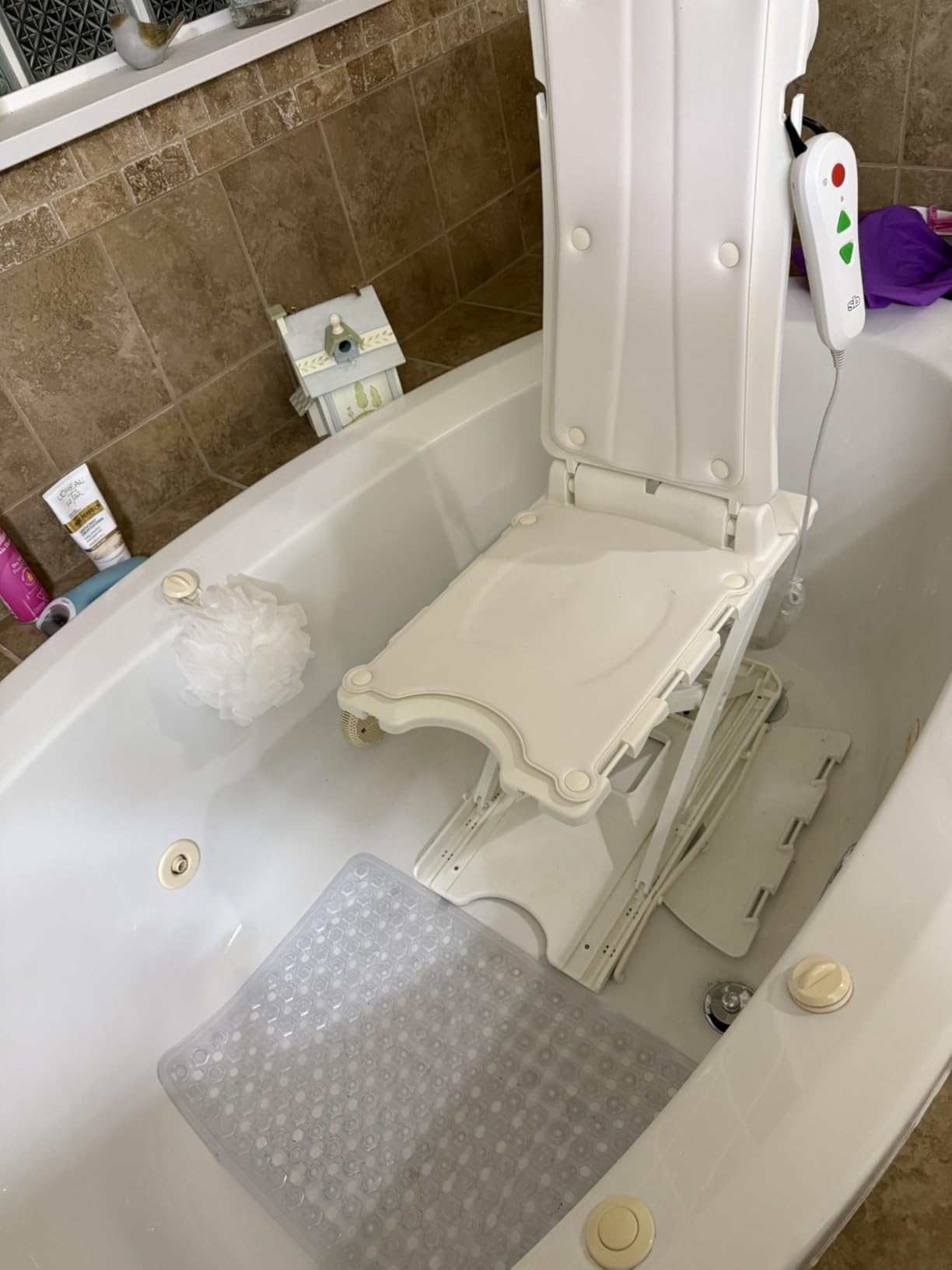 BathLyft (& Floor Lift) | 1 Year Warranty | Floor Lift & Chair Lift | Lightweight, Battery-Operated w Remote | Reclining 53 Degree Support | for Seniors & Disabled | FSA HSA Eligible (Blue) customer photo 1