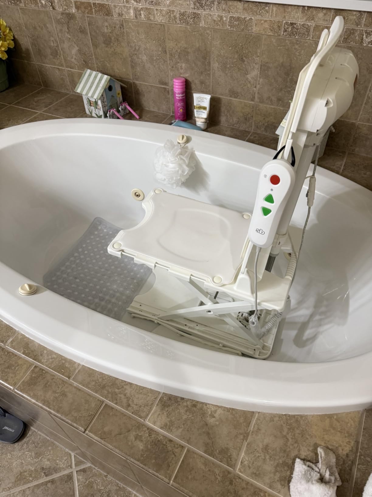 BathLyft (& Floor Lift) | 1 Year Warranty | Floor Lift & Chair Lift | Lightweight, Battery-Operated w Remote | Reclining 53 Degree Support | for Seniors & Disabled | FSA HSA Eligible (Blue) customer photo 2