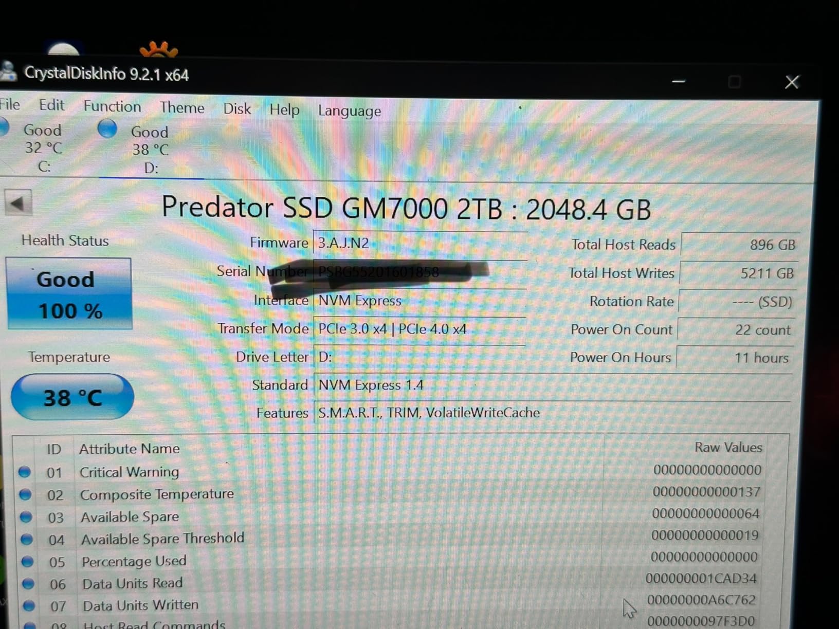 Predator M.2 SSD 2TB GM7000 with DRAM cache NVMe 1.4 2280 PCIe Gen4x4 Ultra high speed (maximum read: 7400MB/s, max write: 6700MB/s) 3D NAND TLC Internal SSD Compatible with PS5 Pro - BL.9BWWR.106 customer photo 1