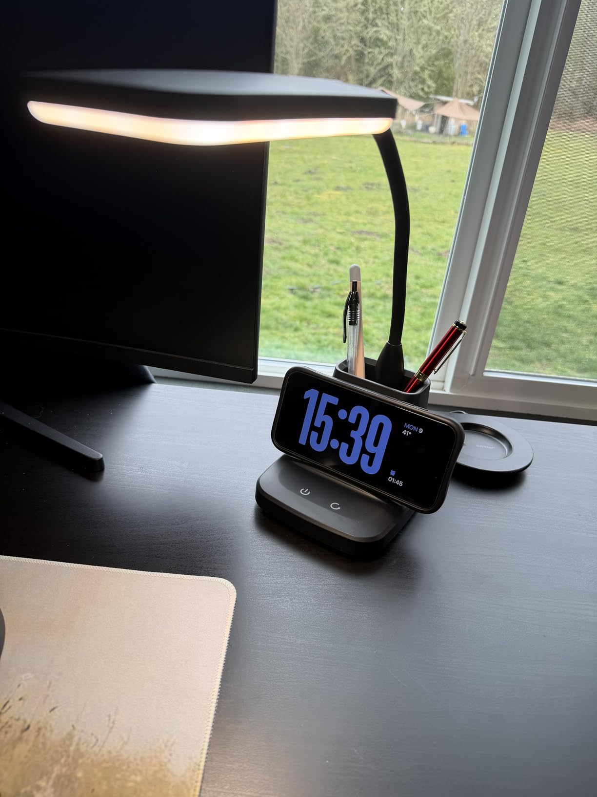 LED Desk Lamp with Wireless Charger, Sailstar White Desk Light with Pen Holder, 3 Color Modes with Stepless Dimming, CRI 85, 800 Lumen, Study Lamps for College Dorm Room, Home Office, Adapter Included customer photo 1