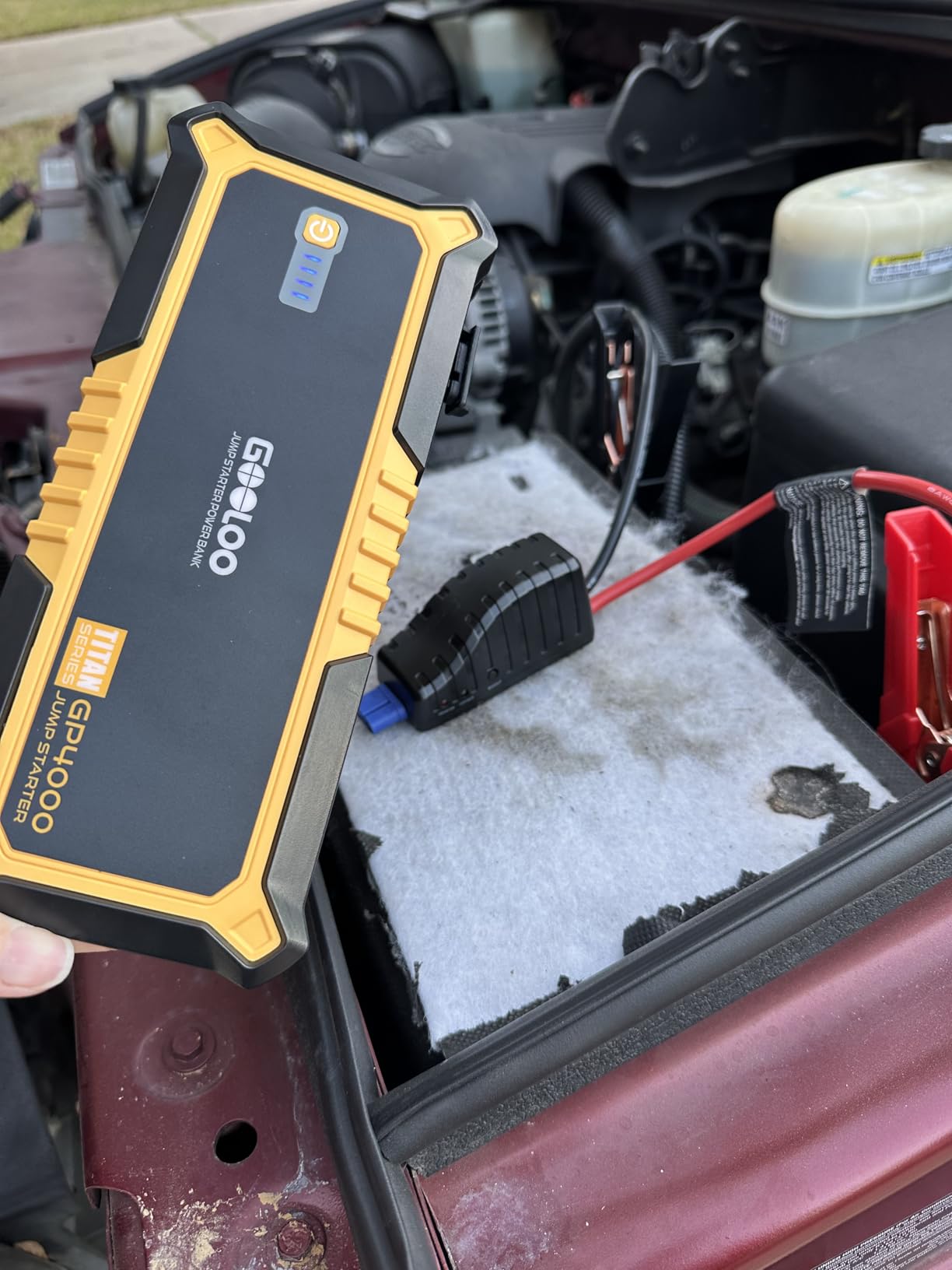 GOOLOO GP4000 Jump Starter 4000A Peak Car Starter (All Gas,up to 10.0L Diesel Engine) SuperSafe 12V Lithium Jump Box, Auto Battery Booster Pack, Portable Power Pack with USB Quick Charge and Type C Port customer photo 1