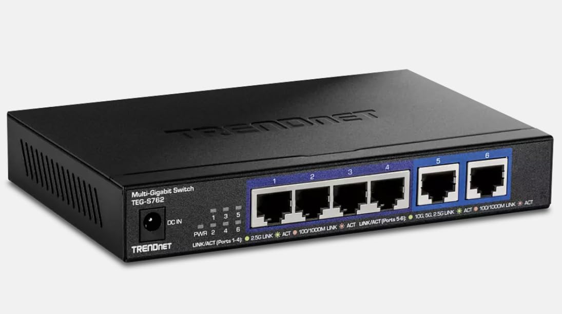 TRENDnet 6-Port 10G Switch, TEG-S762, 4 x 2.5G RJ-45 Base-T Ports, 2 x 10G RJ-45 Ports, 60Gbps Switching Capacity customer photo 2