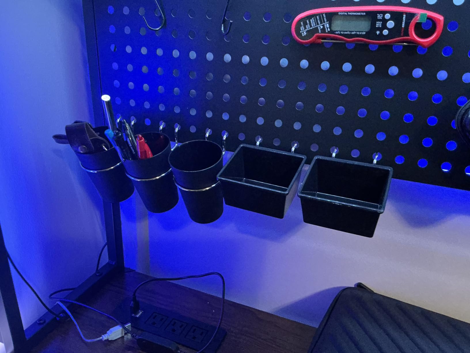 6 Sets Pegboard Bins with Hooks - Pegboard Organizer for Accessories, Tools, Storage - Office, Workshop, Garage - Black customer photo 2