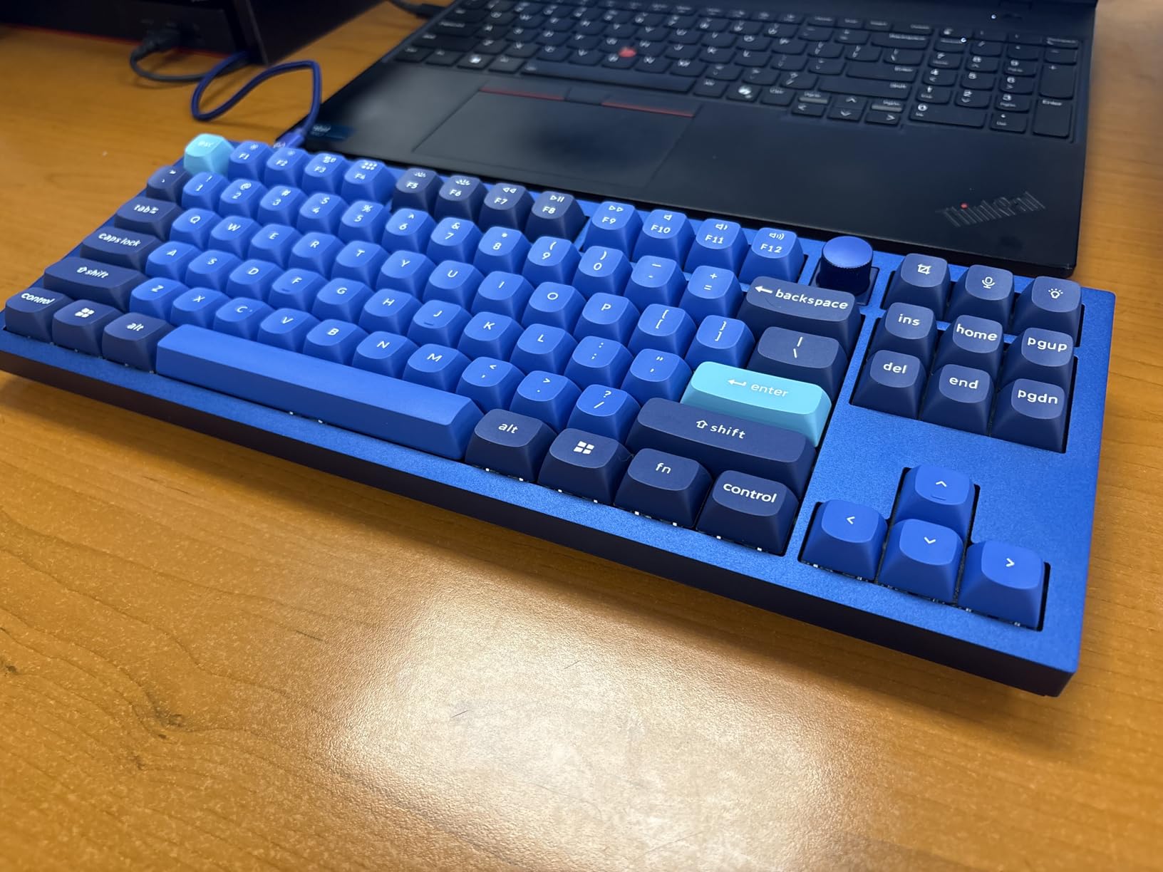 Q3 Wired Custom Mechanical Keyboard Knob Version, TKL Tenkeyless QMK/VIA Programmable Macro with Hot-swappable Gateron G Pro Blue Switch Double Gasket Compatible with Mac Windows Linux (Blue) customer photo 1