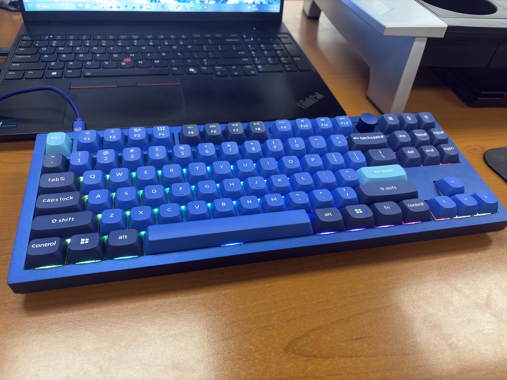 Q3 Wired Custom Mechanical Keyboard Knob Version, TKL Tenkeyless QMK/VIA Programmable Macro with Hot-swappable Gateron G Pro Blue Switch Double Gasket Compatible with Mac Windows Linux (Blue) customer photo 2