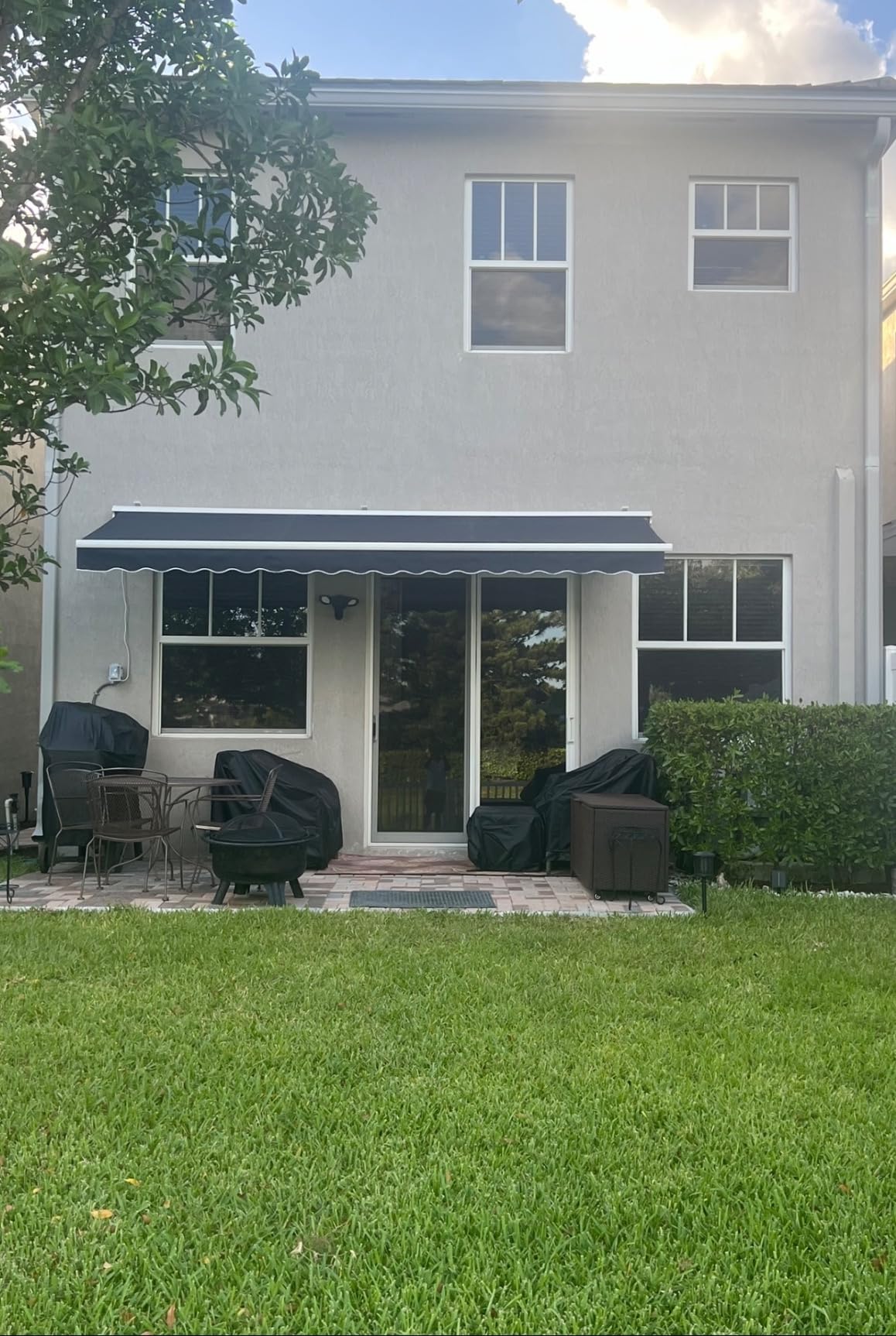 Diensweek Patio Awning Retractable 15'x10', Fully Assembled Motorized Electric Commercial Grade - Quality 100% Dope-dyed Acrylic Window Door Sunshade Shelter - Deck Canopy Balcony (Navy Blue) customer photo 1