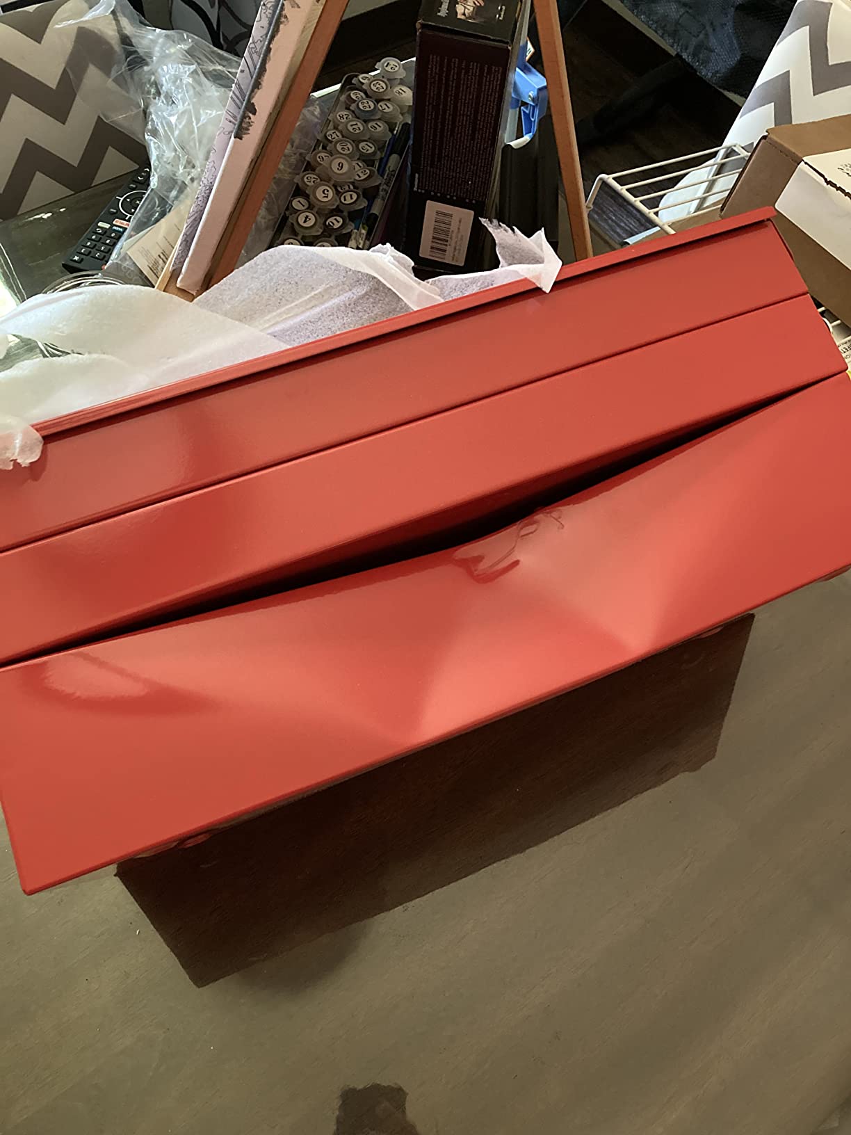 WORKPRO Metal Tool Box, 18-inch Cantilever Folding Red Storage Box, 3-Layer 5-Tray Multi-Function Tool Organizer customer photo 2