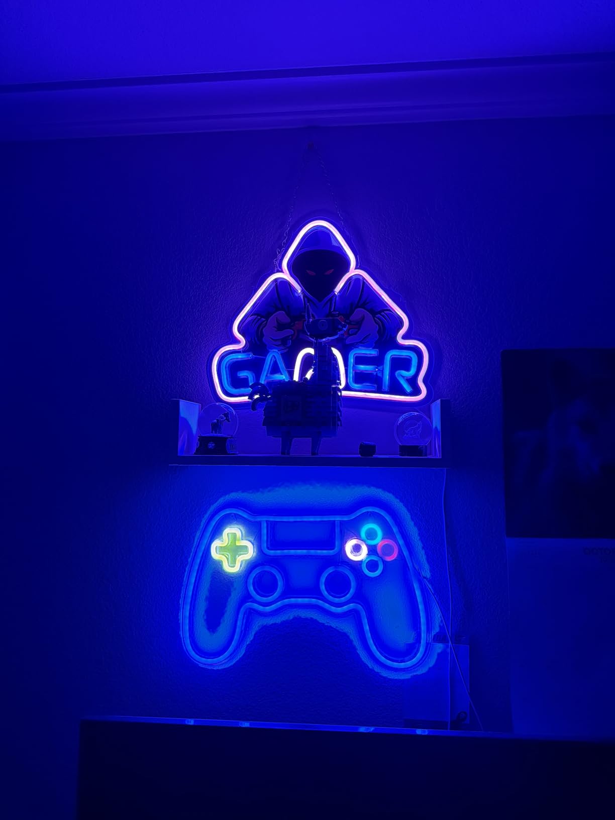 Kavaas Gaming Neon Sign, Mushroom Neon Sign for Game Room Decor, Man Cave, Kids Room - Gaming Mushroom Wall Decor - Gamer Gifts for Boys, Kids customer photo 2