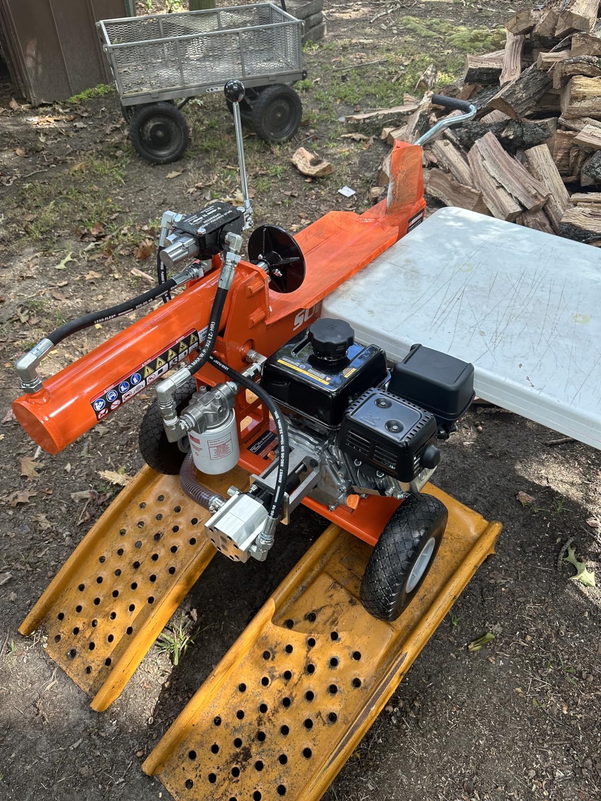 SuperHandy Log Splitter, 20 Ton, Gas Powered 7 HP Engine, Automatic Wood Splitting Wedge Machine, Commercial Quality for Fireplace Burning Firewood Supply customer photo 2