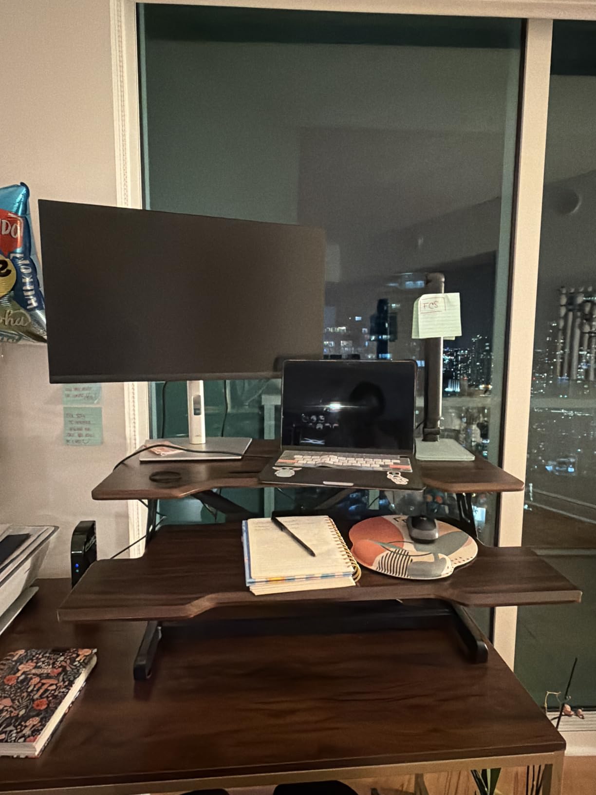 Standing Desk Converter 32 inch, Height Adjustable Sit Stand Desk Riser, Quick Sit to Stand Tabletop Dual Monitor Riser Workstation for Home Office with Keyboard Tray, Black customer photo 1