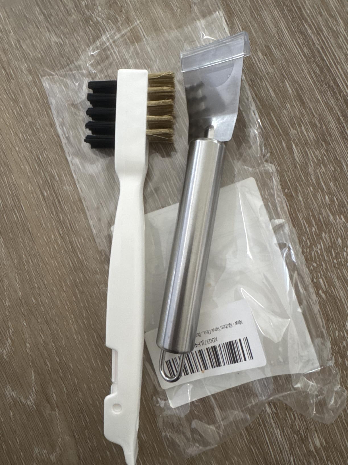 Kitchen Stove Cleaning Brush + Scraper Tool Set, Brass Wire Brushes for Range Hood Grease Grime, Rust Cleaner Heavy Duty Stainless Steel Putty Scraper for Gas Burners Cooktop Pot Pan customer photo 1