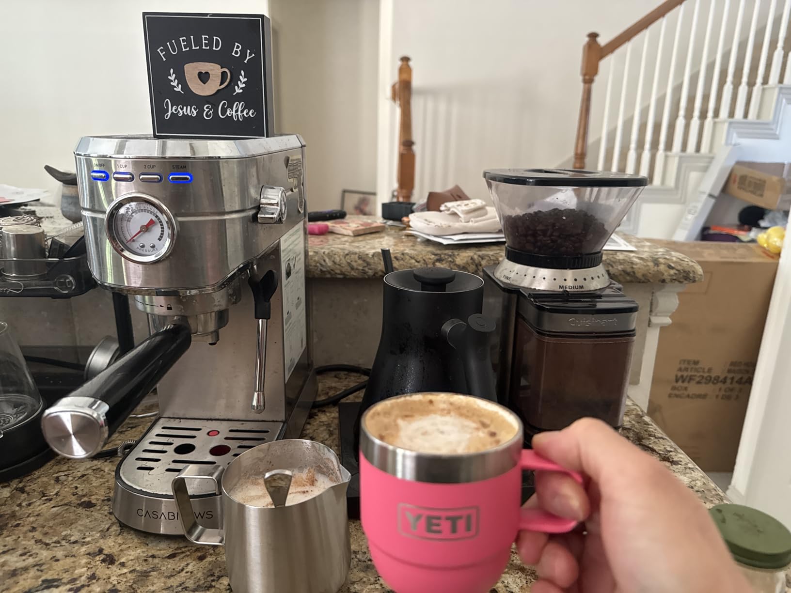 CASABREWS CM5418 Espresso Machine 20 Bar, Compact Espresso Maker with Steam Milk Frother, Stainless Steel Coffee Machine with 34oz Removable Water Tank for Cappuccino, Small Latte Machine, Silver customer photo 1