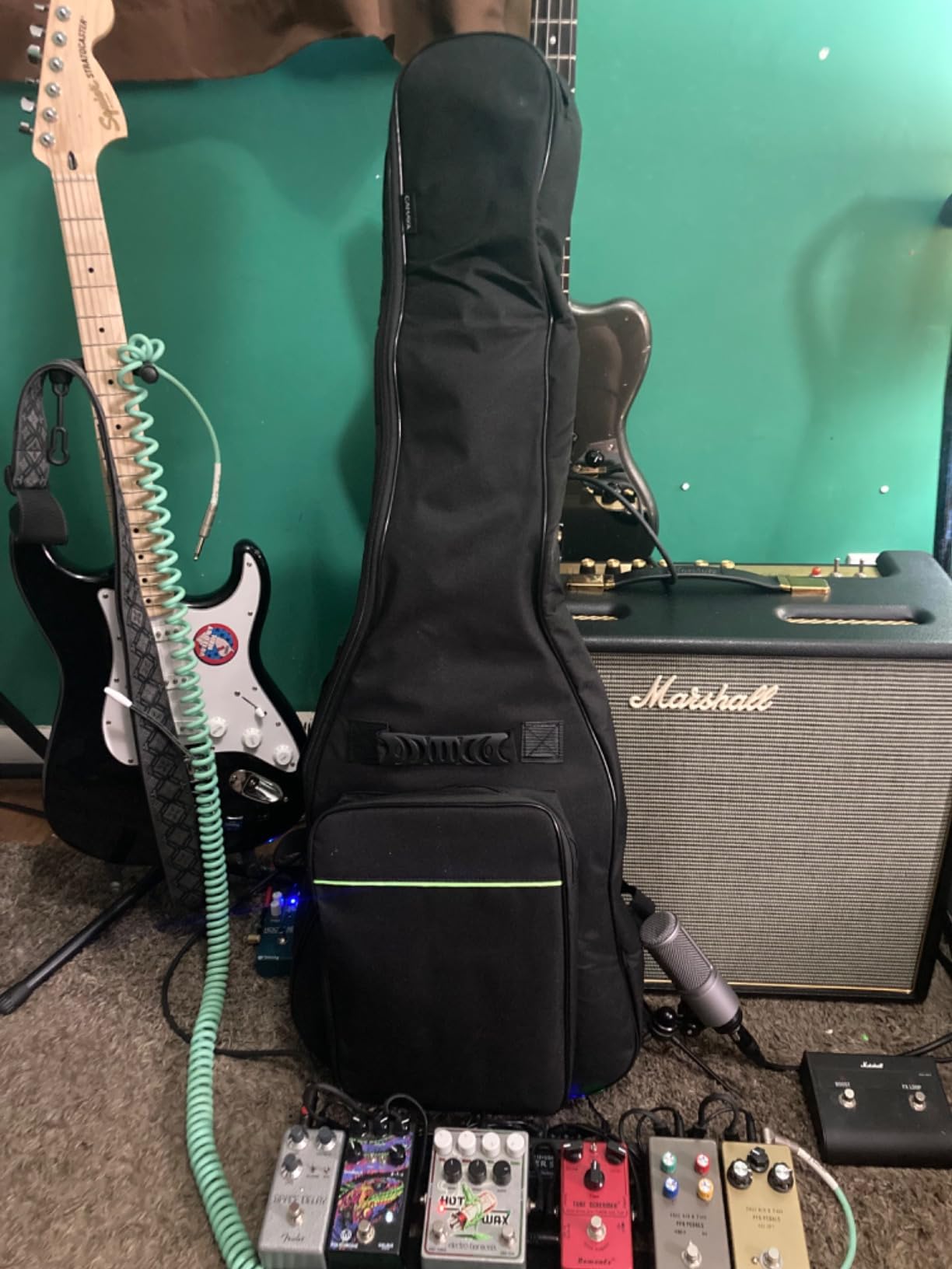 CAHAYA Electric Guitar Bag Gig Bag Case 0.3in Thick Padding Backpack Soft Electric Guitar Case Green CY0293 customer photo 1
