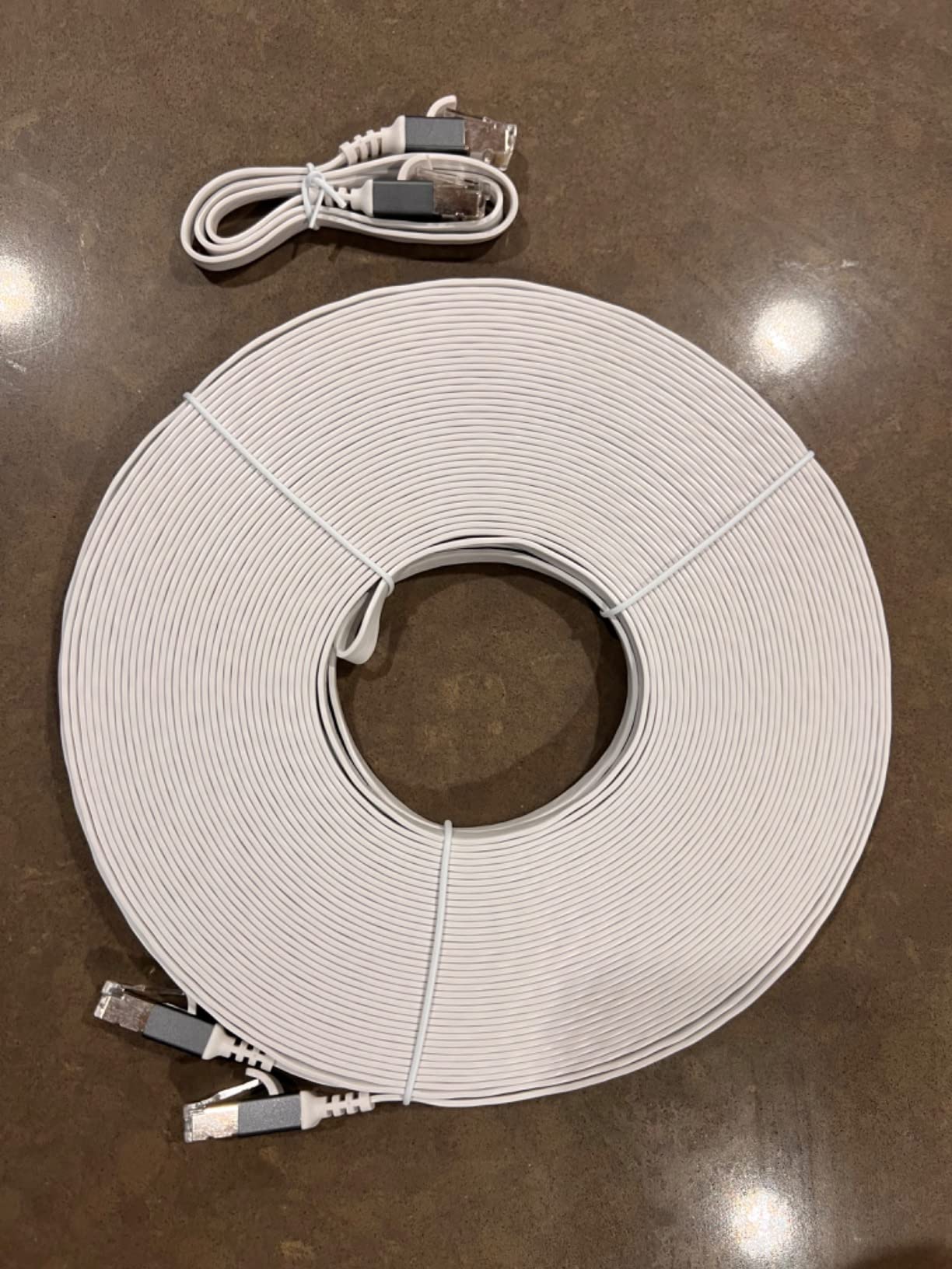 Smolink Ethernet Cable, Cat 6A Ethernet Cable 50 Ft with 1.5Ft Short Patch Cord, Slim High Speed 10 Gigabit Computer Wire with RJ45 Connectors, Faster Than Cat6/Cat5e/Cat5 Cable, White customer photo 1