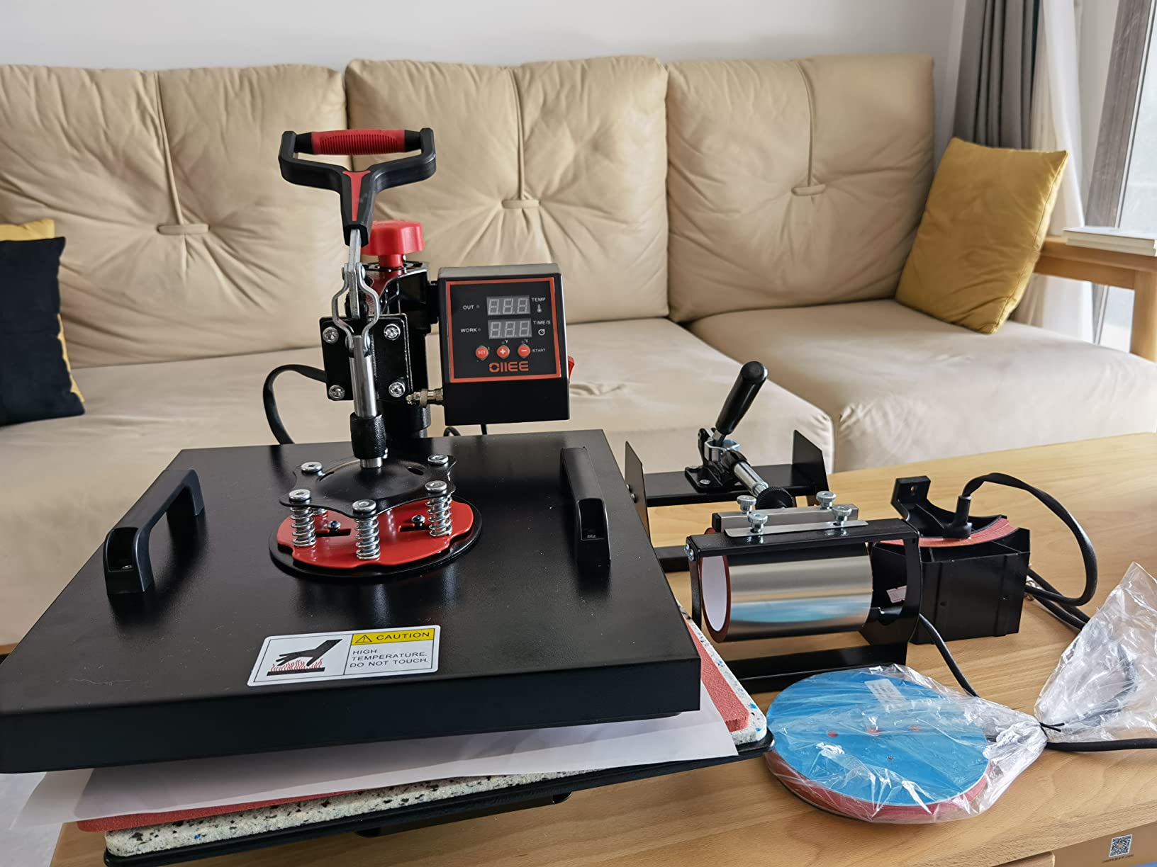 OIIEE Heat Press Machine 5 in 1 Combo Heat Press 15 x 15 Inch Heat Transfer Machine 360-Degree Swing Away Digital Shirt Printing Multi-function Heat Transfer Sublimation for T Shirts Mug Hat Plate Cap customer photo 2