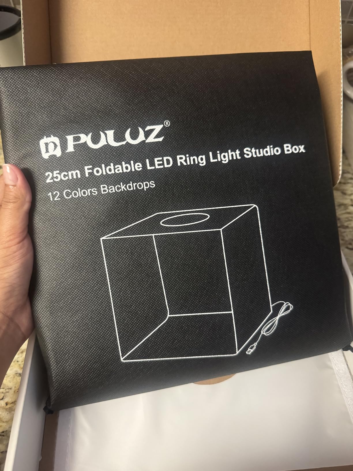 PULUZ Portable Photo Studio Light Box, 16x16 inch Professional Dimmable Shooting Tent Kit Soft Box with 480pcs LEDs Lights 4 Backdrops for Jewelry and Small Product Photography Props Upgrade 16 inch customer photo 2