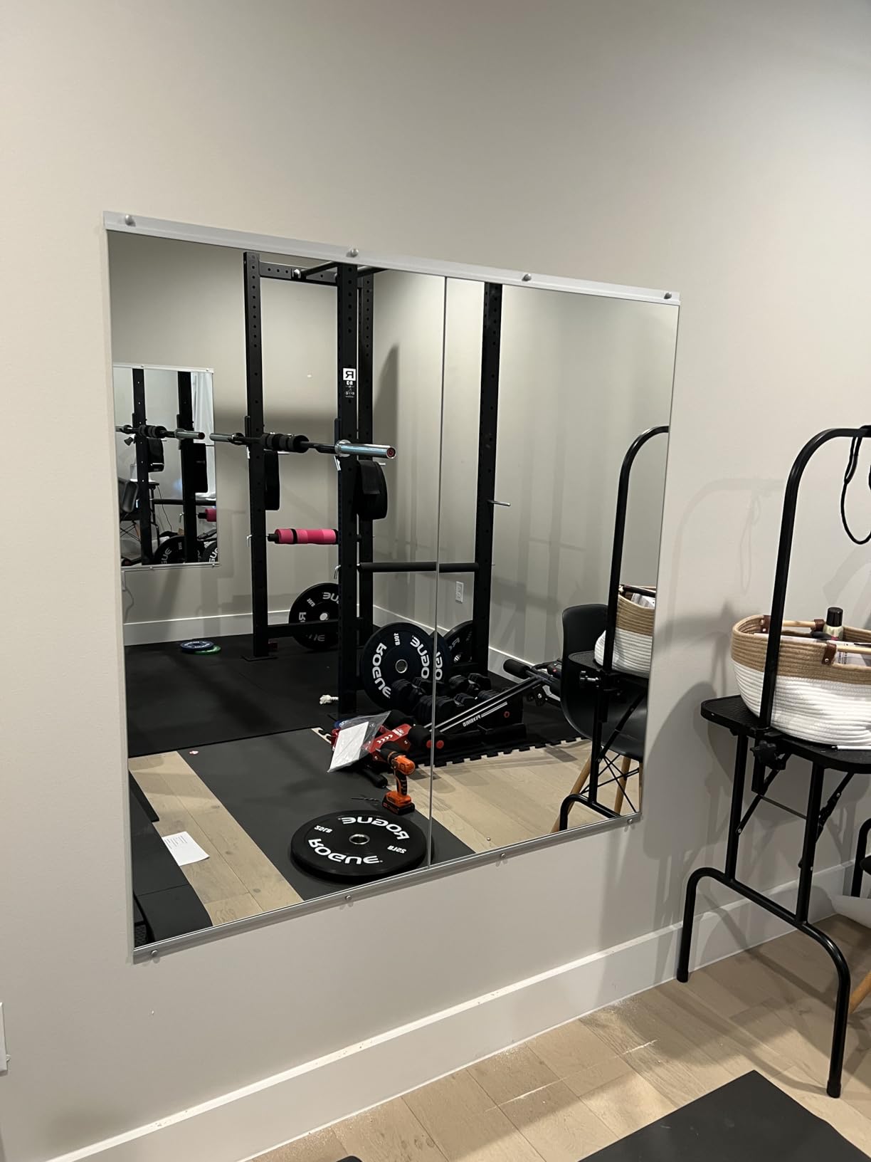 Delma Home Gym Mirror,48''x24''x2PCS Silver,Large Full Body Tempered Glass Frameless, Wall-Mounted for Gym, Yoga, Garage, Bedroom, Bathroom customer photo 1