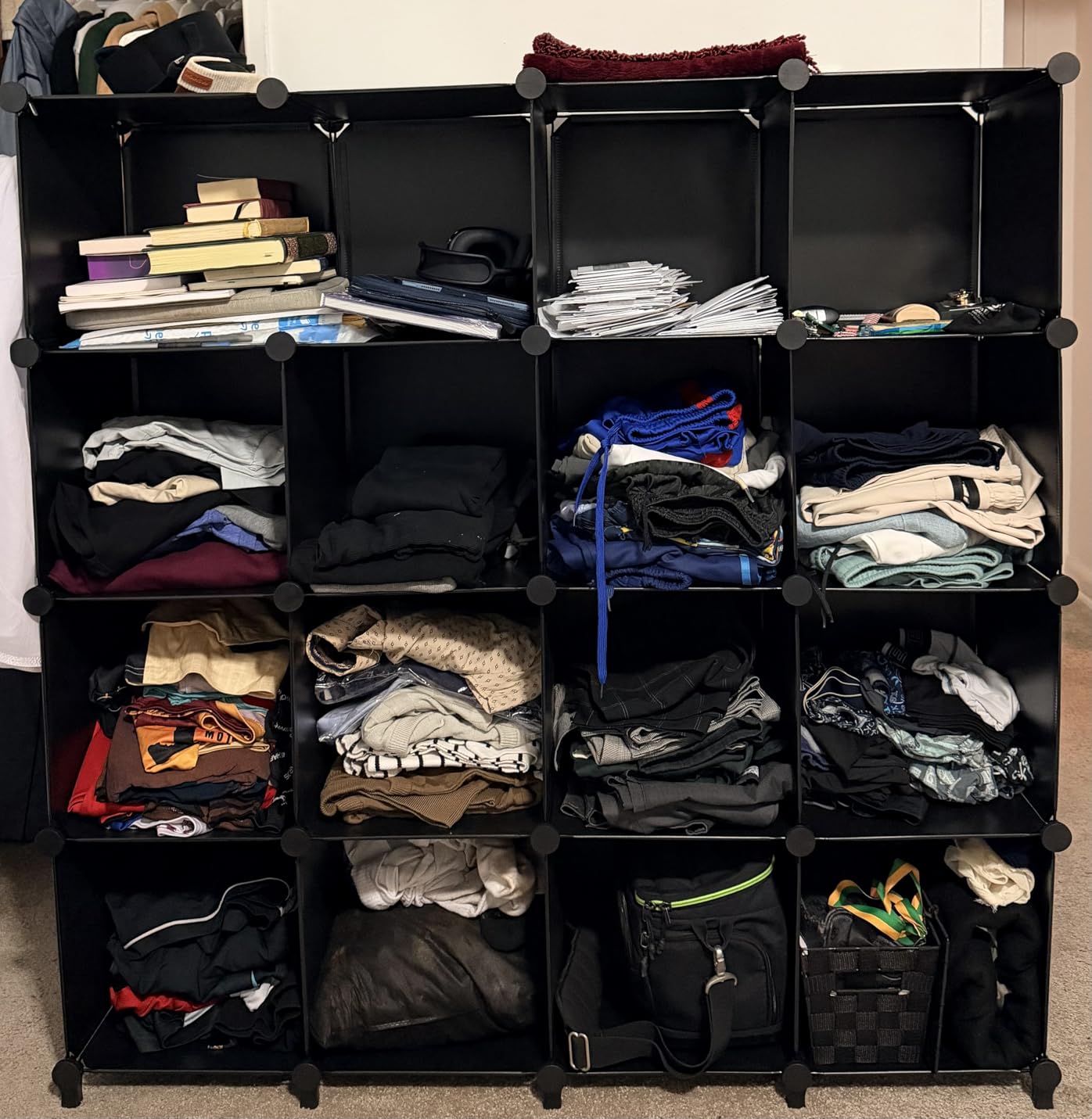 Neprock 16 Cubby Storage Organizer, Closet Clothes Storage Organizer, Cube Shelves Closet Organizers and Storage Shelves for Clothing Storage with Hammer, Bookshelf for Kids (Black) customer photo 2