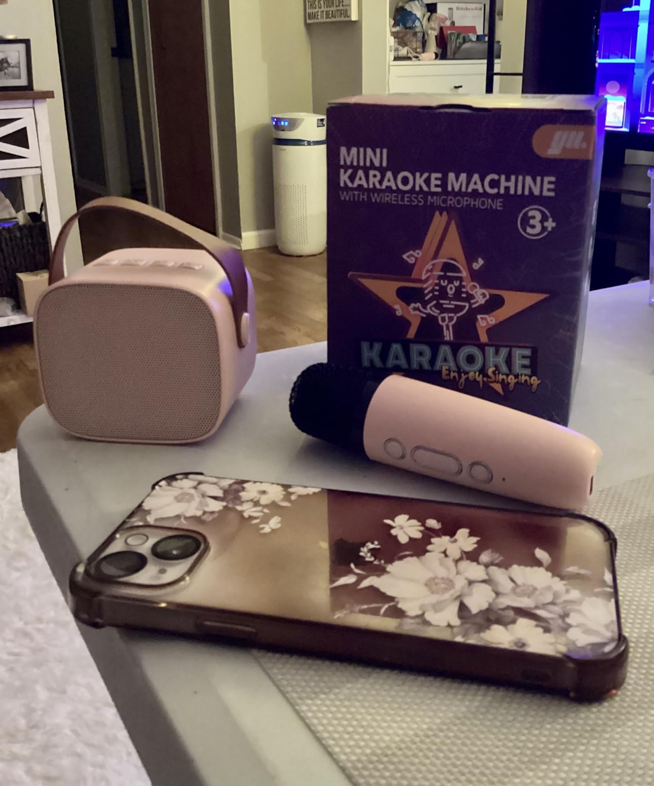 Mini Karaoke Machine for Kids Adults, Portable Bluetooth Speaker with 2 Wireless Microphones, Birthday Easter Gifts customer photo 2