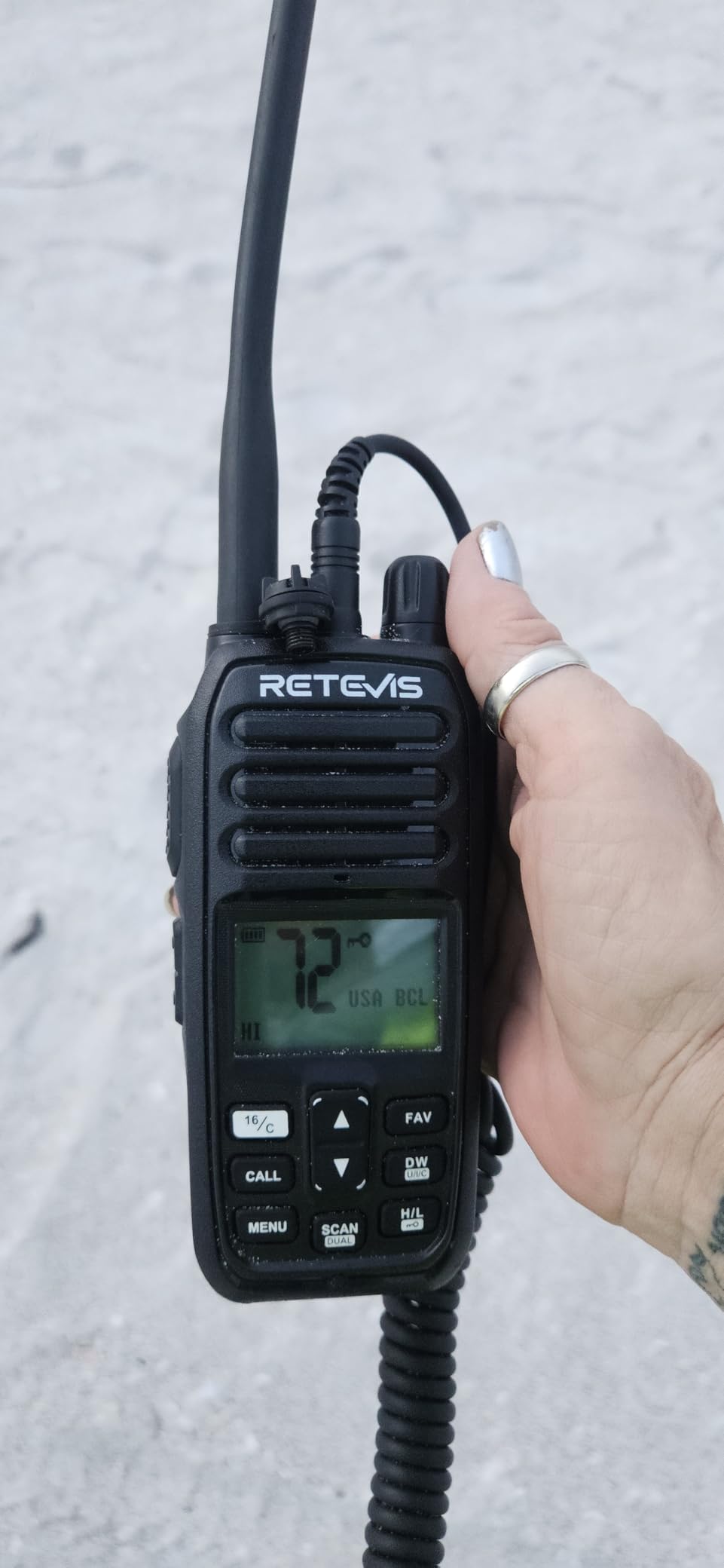 Retevis RM21 Handheld Marine Radio, IP67 Waterproof Floating Two Way Radio, Noise Cancelling Mic, 1800mAh, Backlit LCD Display Maritime Radio, NOAA, International Channels, Boat Radio for Fishing customer photo 2