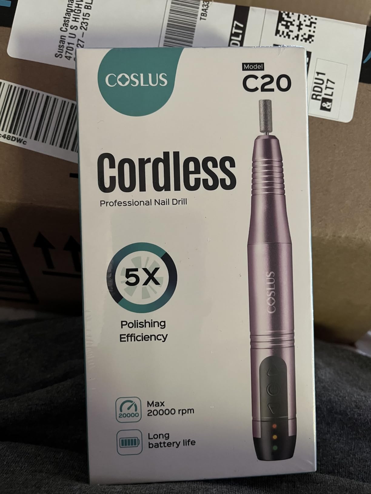 COSLUS C20 Cordless Nail Drill Electric File: Professional for Acrylic Gel Dip Powder Nails Portable Nail Drill Machine Kit for Manicure Pedicure Nail Set with Everything Rechargeable Lightweight customer photo 2