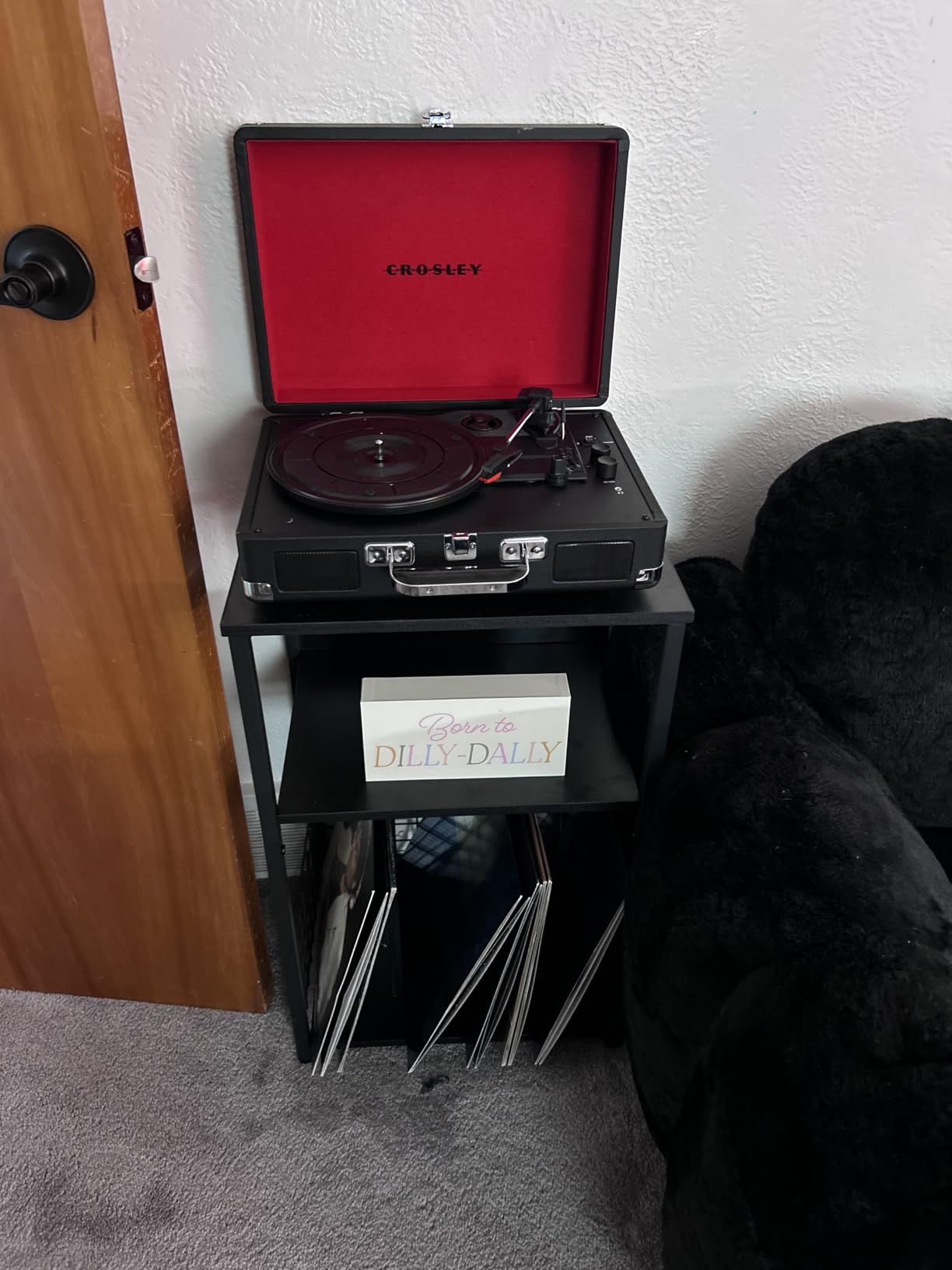 LELELINKY 3 Tier End Table, Record Player Stand with Storage Up to 100 Albums, Turntable Stand for Vinyl, Brown Records Shelf for Living Room Bedroom customer photo 2